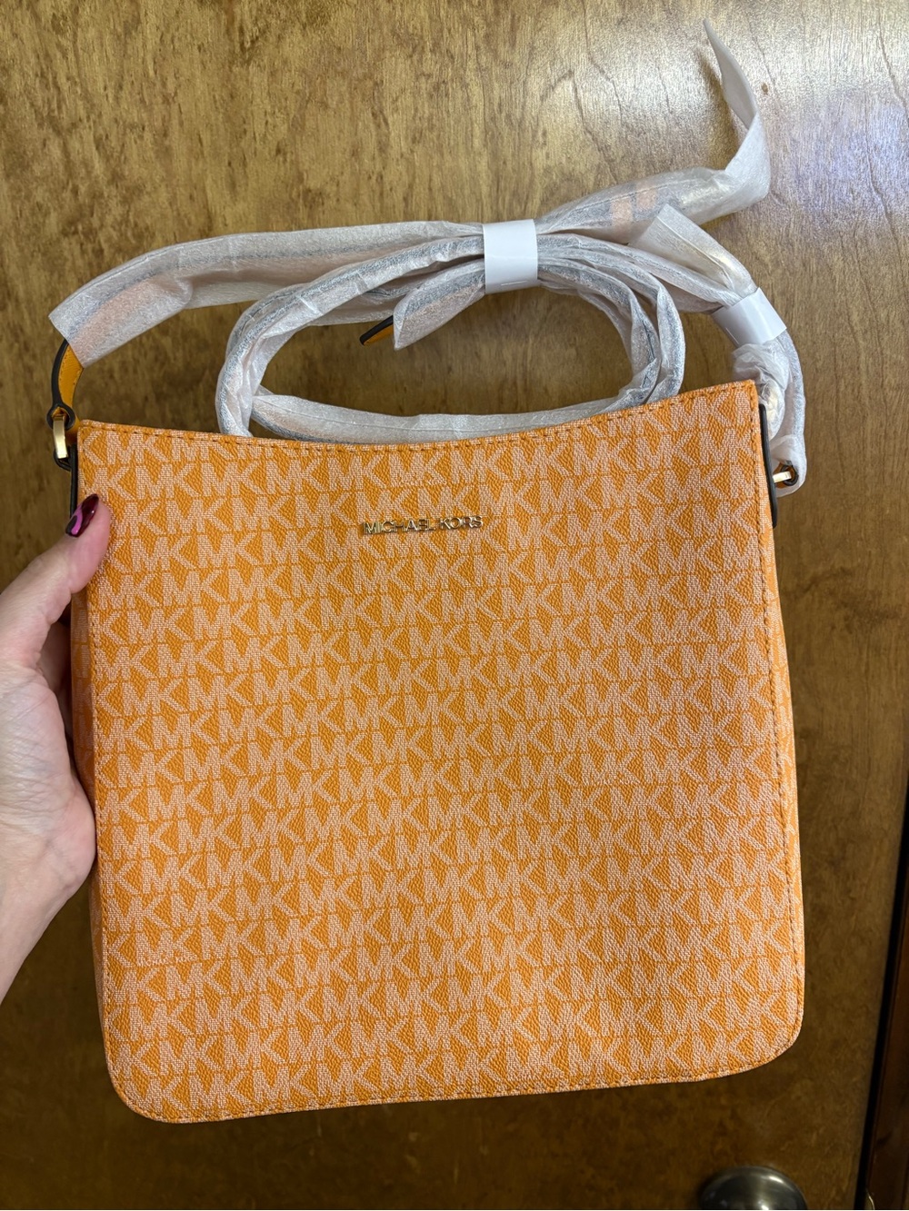 Michael Kors Orange MK Monogram Crossbody Bag